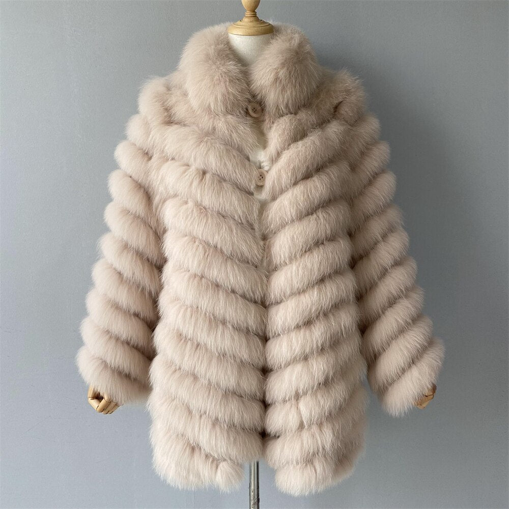 Reversible Real Fur Pattern Silk Lining Coats