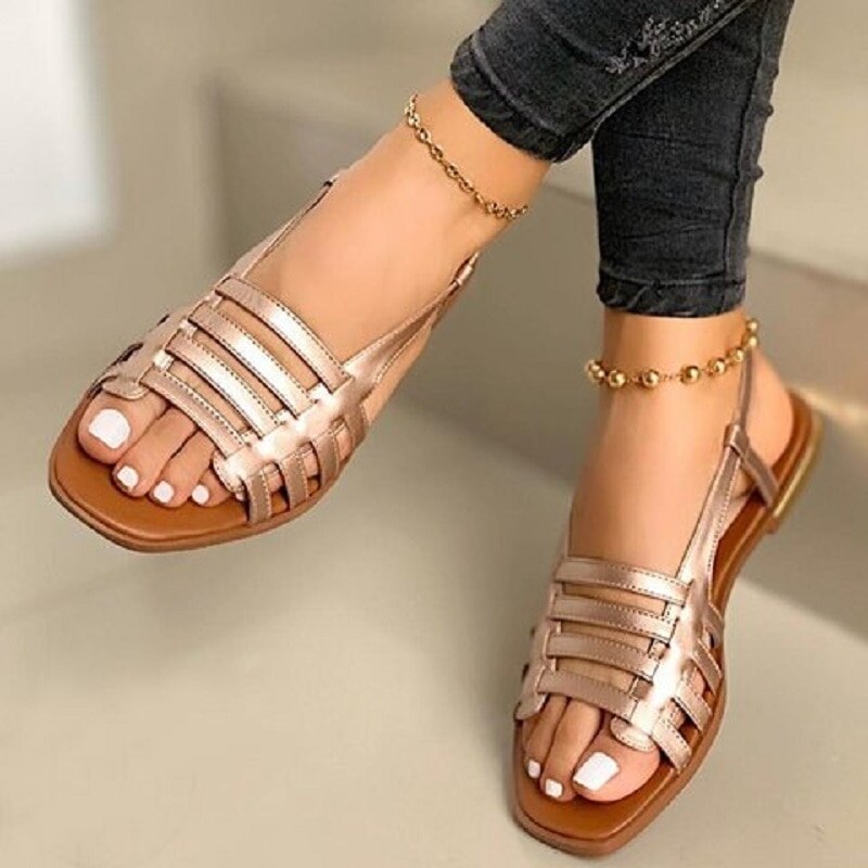 Slingback Flat Sandals with Rhinestone Decor | Pomona and Peach