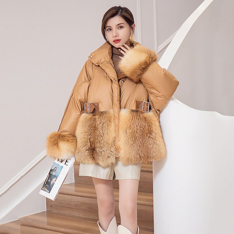 Duck Down Puffer Coats Real Fur Outer Front Half & Cuffs