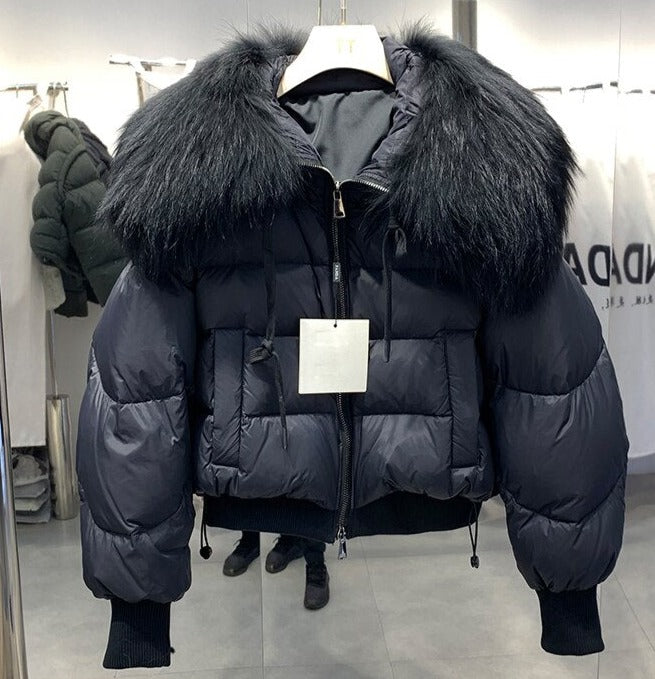 Real Fur Loose Duck Down Puffer Coats