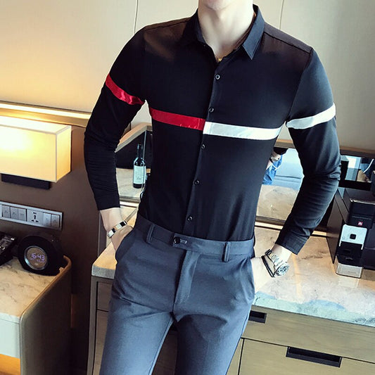 Stripe Slim Fit Long Sleeve Button Ups