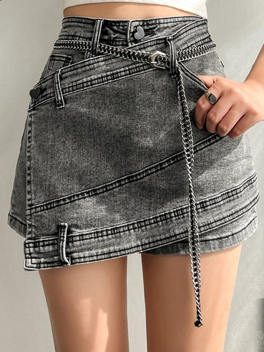 High Waist Irregular Skirts Denim Shorts