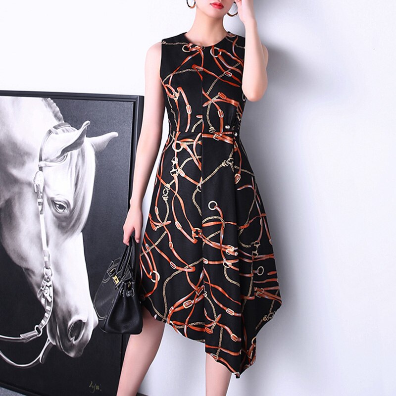 Genuine Leather Sleeveless Mid-Calf Dresses