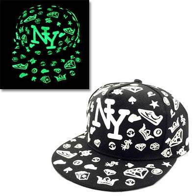 Glow In The Dark Printed Snapback Hats