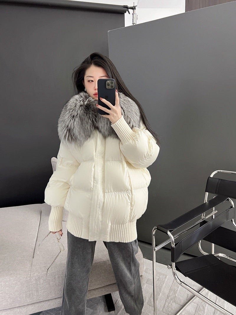 Goose Down Real Fur Big Collar Puffer Coats