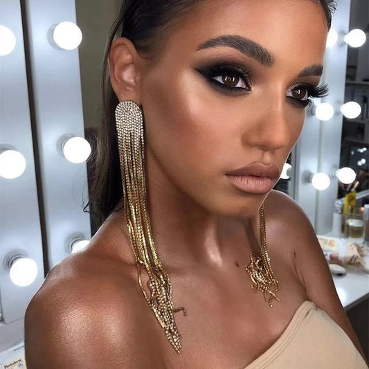 Rhinestone Tassel Earrings