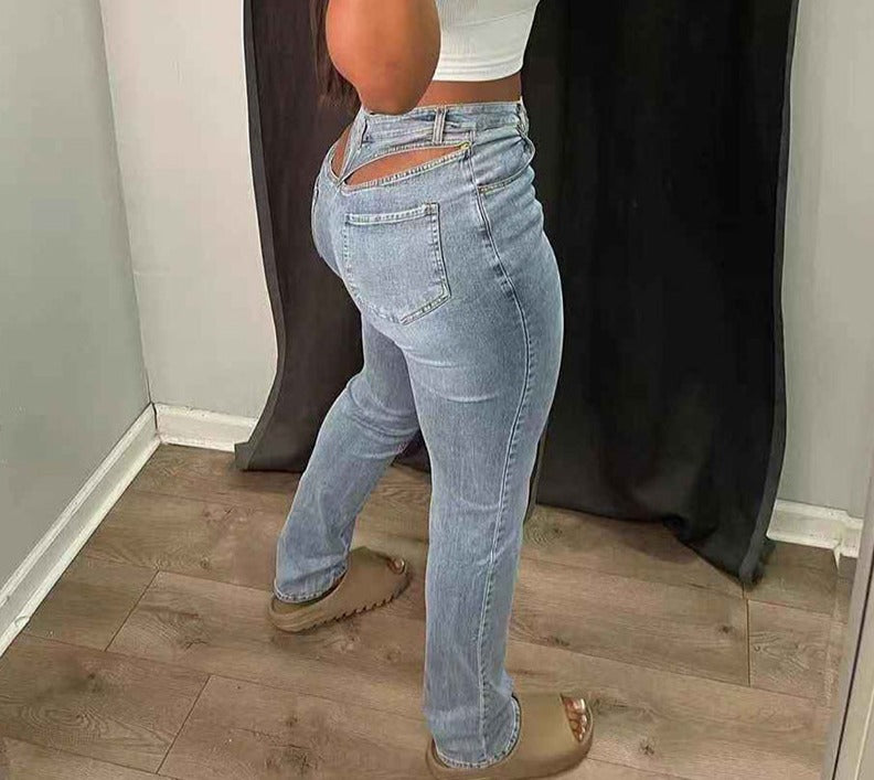 Hollow Back Hight Waist Jeans