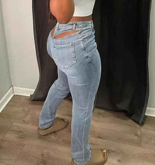 Hollow Back Hight Waist Jeans