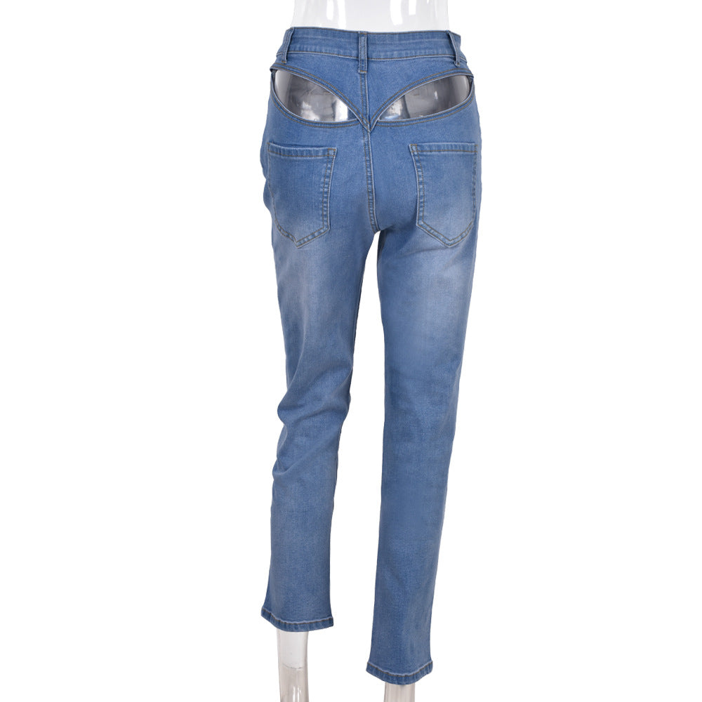 Hollow Back Hight Waist Jeans