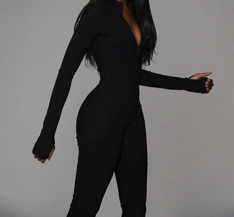 White/Black Long Sleeve Jumpsuits