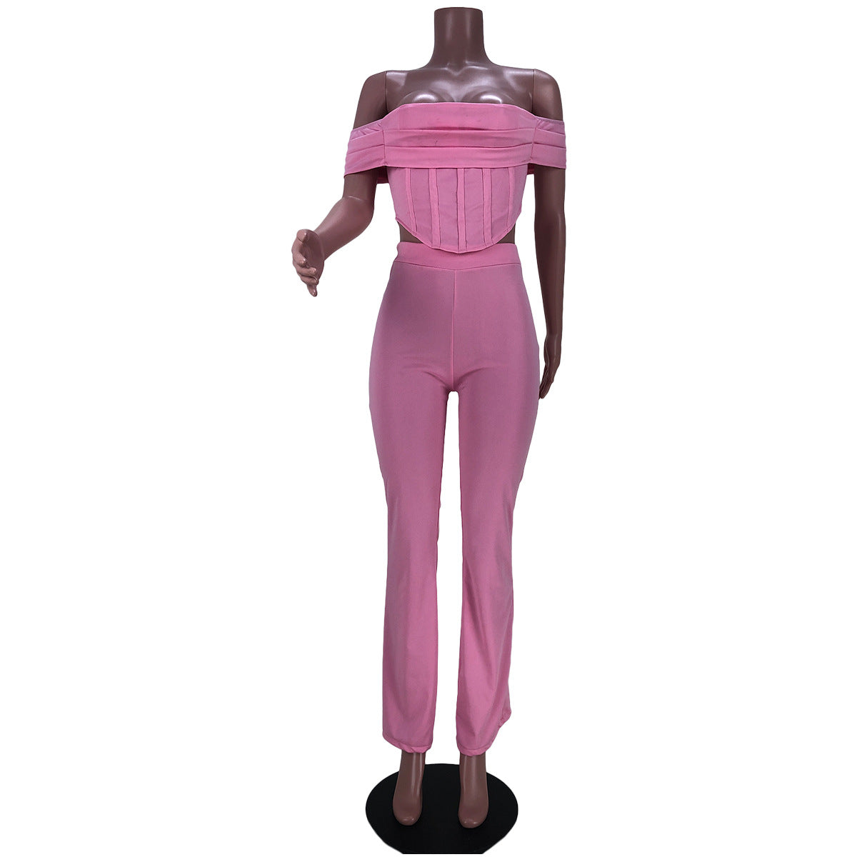 Draped Corset Crop & High Waist Pants