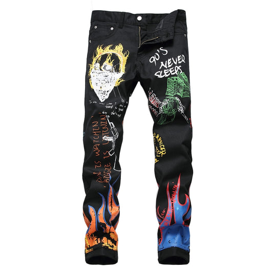 Flame Legs Printed Jeans