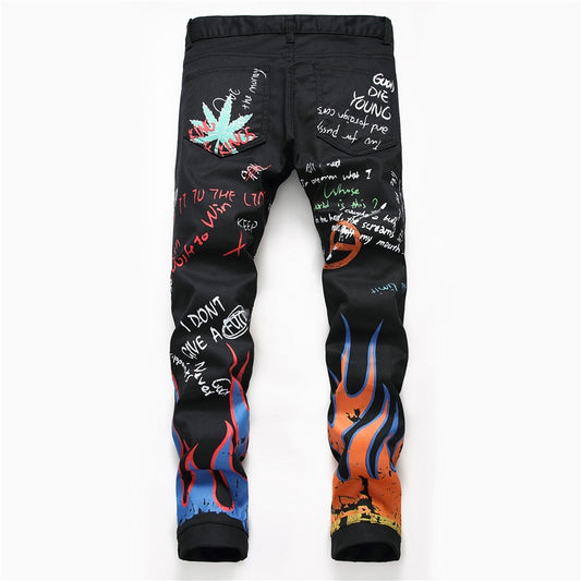 Flame Legs Printed Jeans