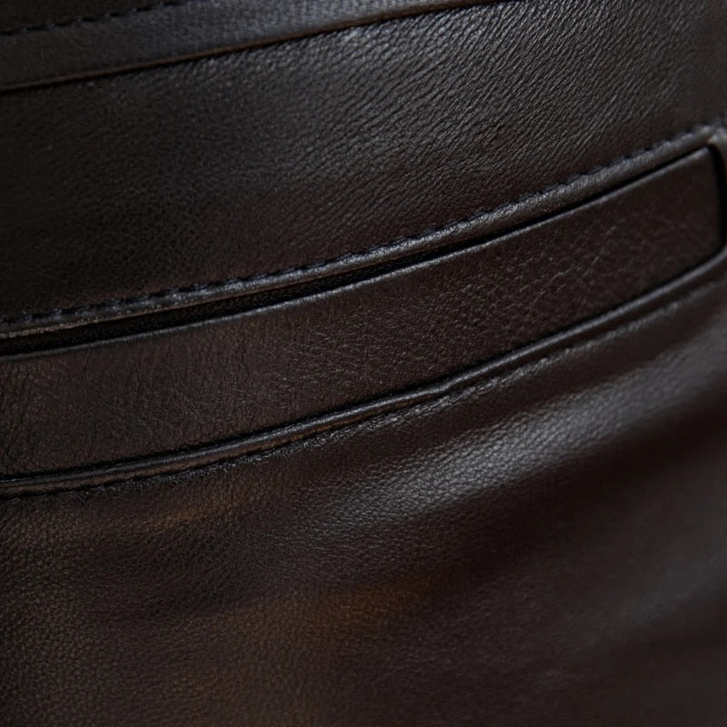 Genuine Leather Pants Slim Fit Spring