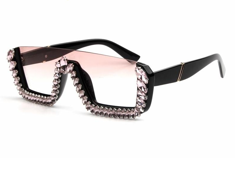 Square Bottom Frame Crystal Sunglasses