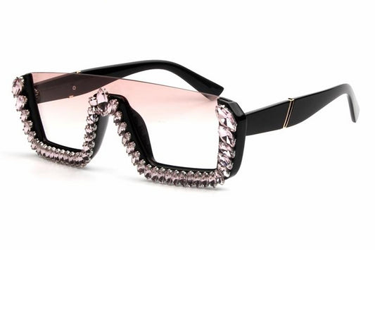 Square Bottom Frame Crystal Sunglasses