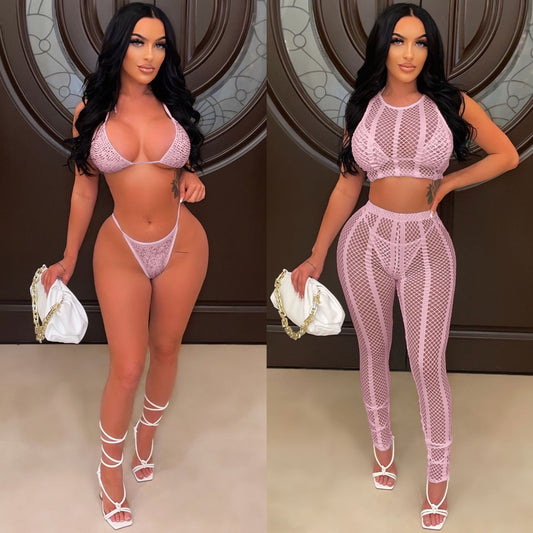 Bikini + Crop + Pants 4 Piece Sets