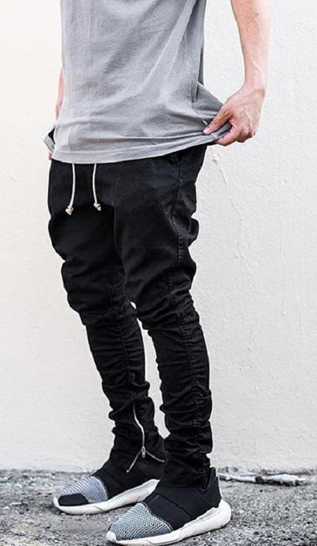 Side Harem Draw String Elastic Waist Pants