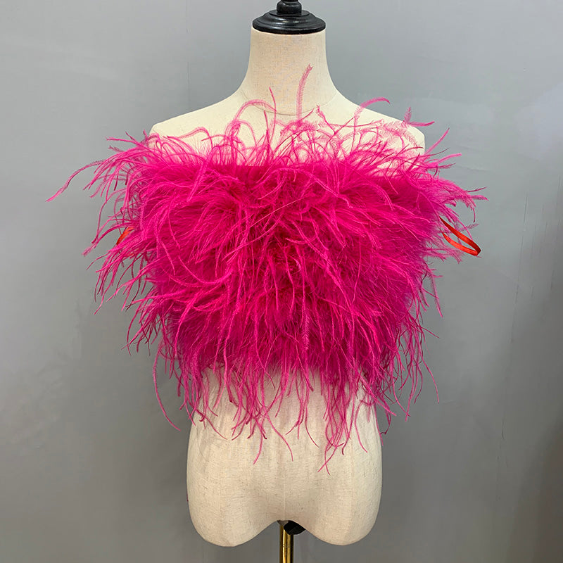 Ostrich Feather Tube Top Crops