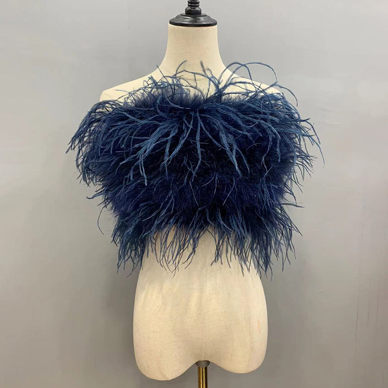 Ostrich Feather Tube Top Crops (All Colors)