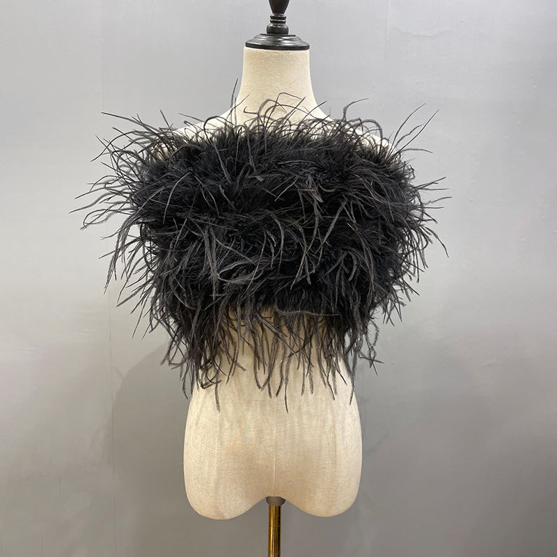 Ostrich Feather Tube Tops Crops