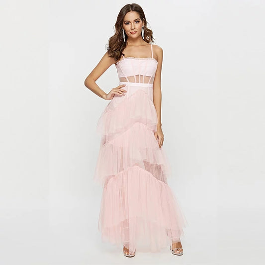 Sleeveless Lace Corset Maxi Dresses