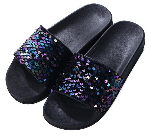 Sequin Slides Sandals (Multi-Colors)