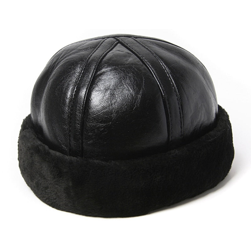 Genuine Leather Round Skullie