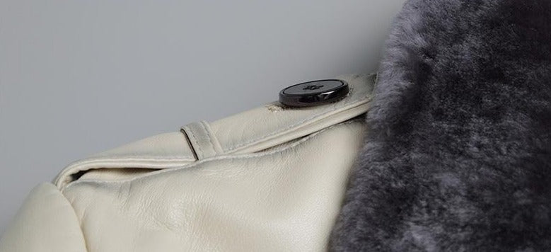 Genuine Leather with Real Shearling Fur Lined Coat