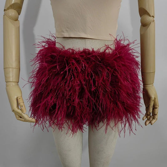 Ostrich Feather Mini Skirts