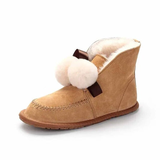 Genuine Leather Real Fur Ankle Boots
