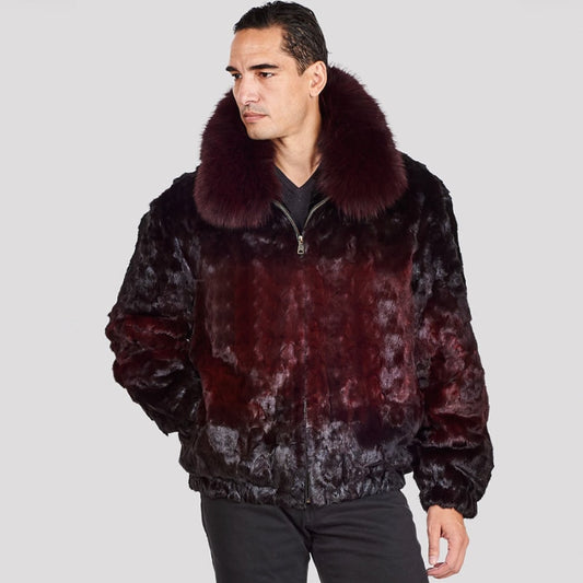 Real Mink Fur Bomber Fox Fur Collar