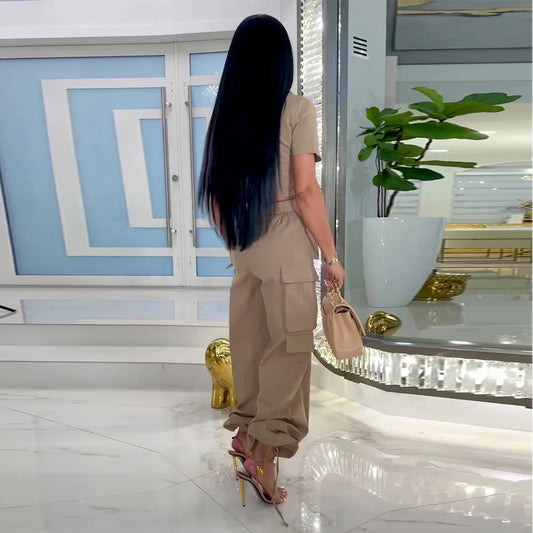 Knot Crop Top & Cargo Pants Sets