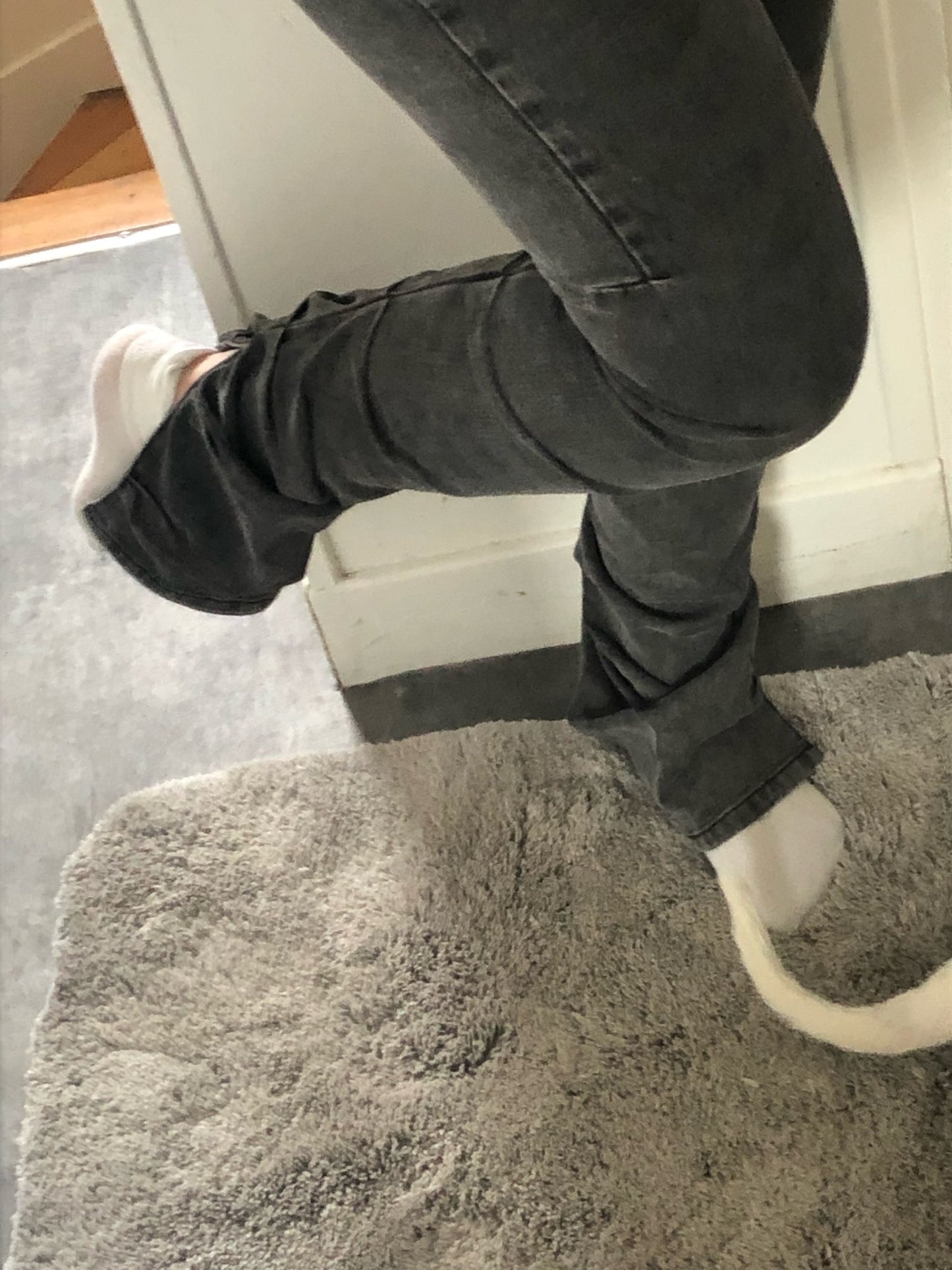 High Waist Ruched Long Cut Leg Jeans