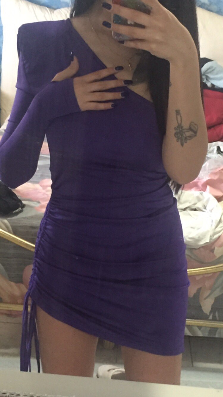 Purple One Long Sleeve Mini Dress