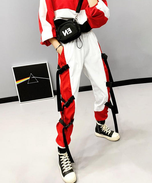 Side Buckle Straps Loose Pants