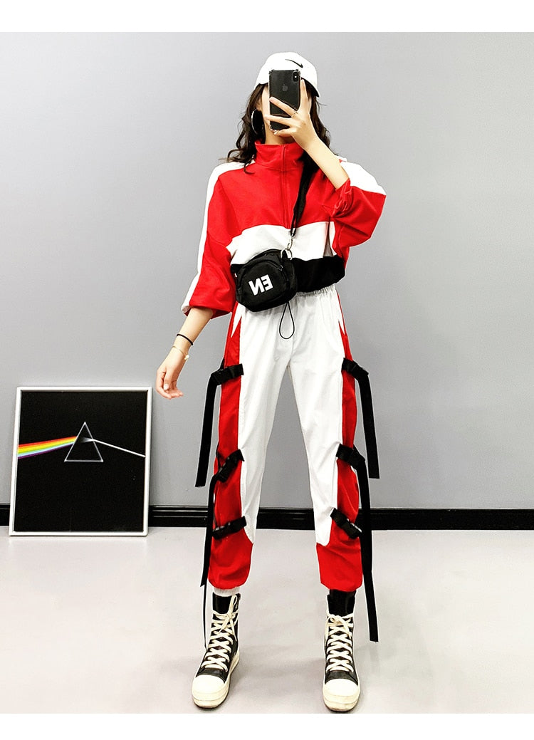 Side Buckle Straps Loose Pants