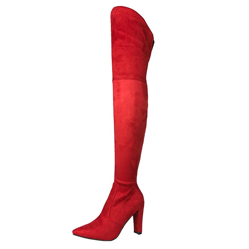 Suede Thigh High Stretch High Heel Boots (Multi-Colors)