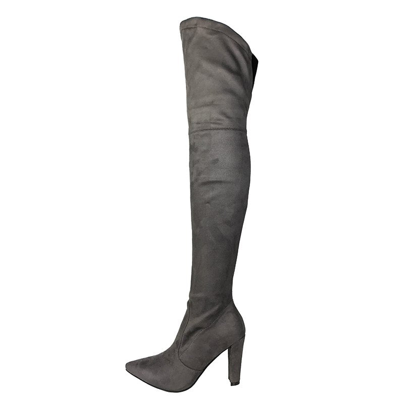 Suede Thigh High Stretch High Heel Boots (Multi-Colors)