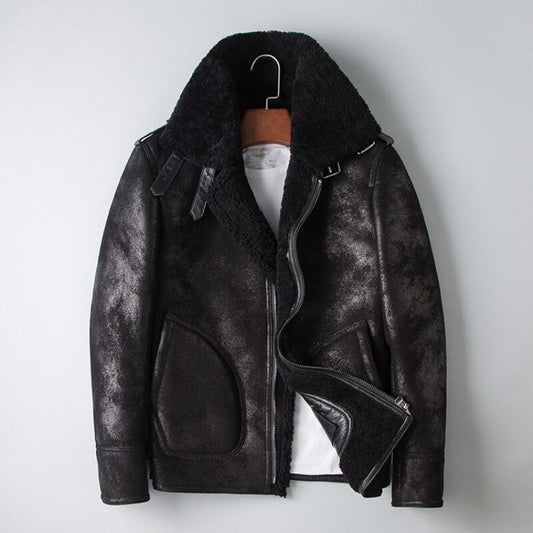 Vintage Genuine Leather Real Sherling Fur Lining Aviator Coats