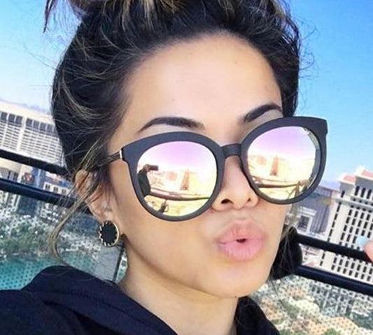 Vintage Round Mirror Lens Gold Leg Sunglasses