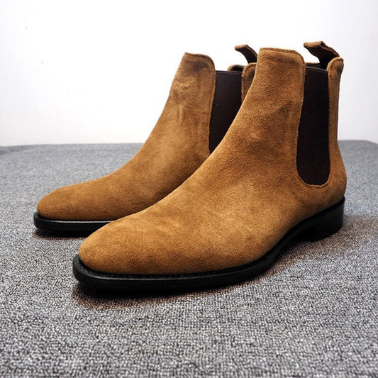 Suede Chelsea High Ankle Boots