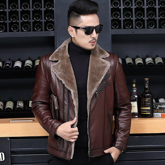 Genuine Leather Shearling Lining Short Coats