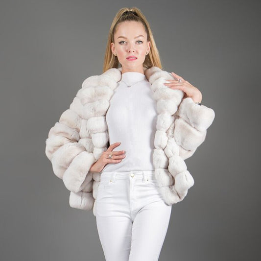 Cream Rex Rabbit Fur Coat