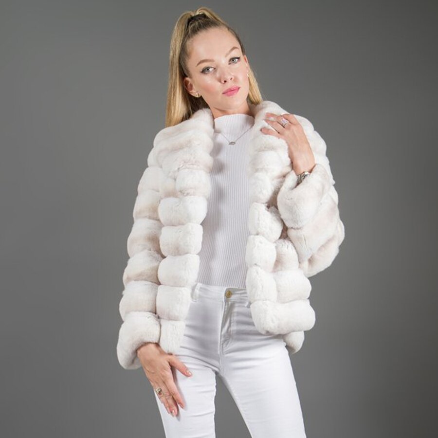 Cream Rex Rabbit Fur Coat