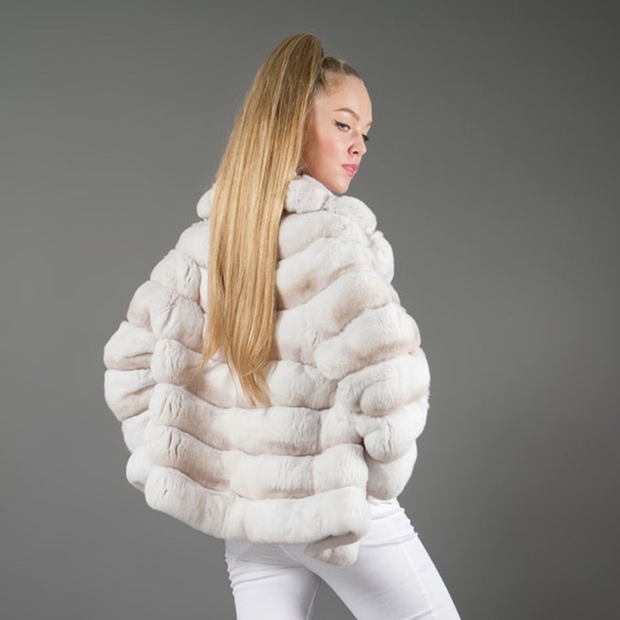 Cream Rex Rabbit Fur Coat