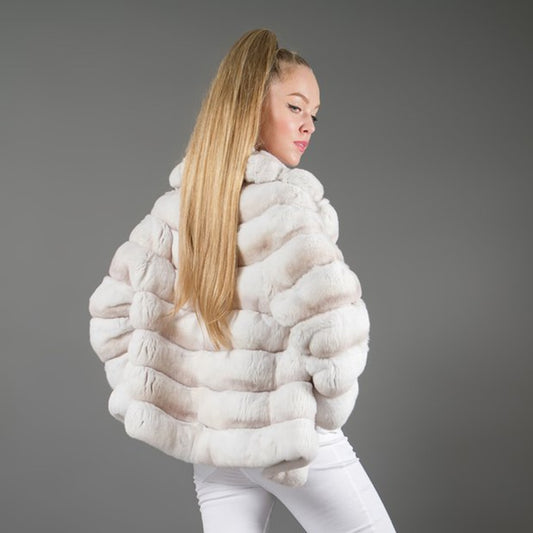 Cream Rex Rabbit Fur Coat
