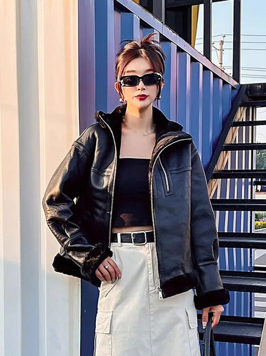 Genuine Leather Coats Real Shearling