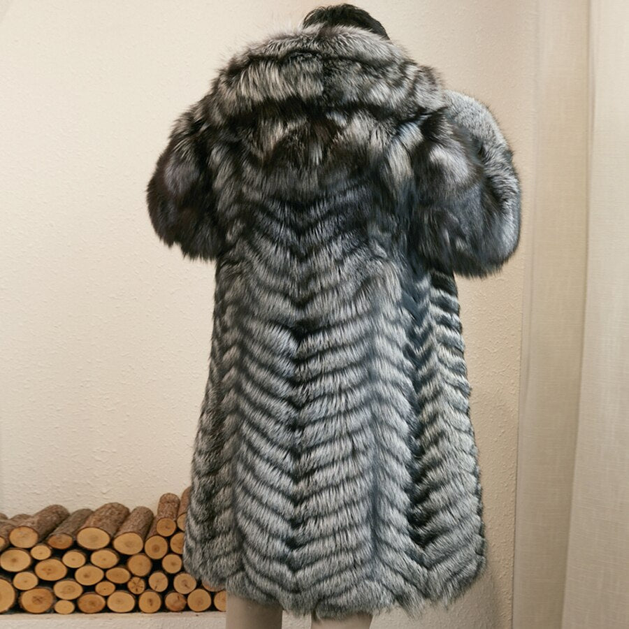 Natural Silver Fur X-Long Coat