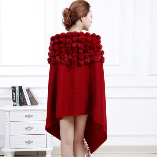 Genuine Fur Pompom Ball Wool Cashmere Scarves